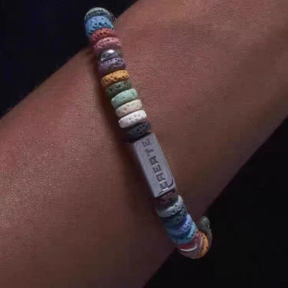 Titanium Steel Bracelet [Rainbow Stone] Handmade Fashion Couple's Bracelet, Colorful and Unique Accessory for Men, Niche Jewelry