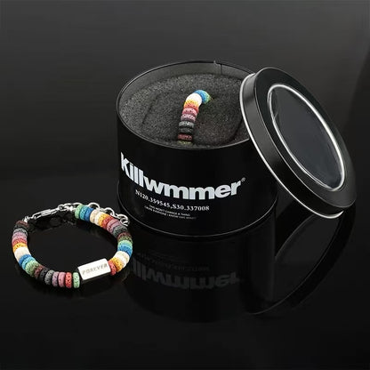 Titanium Steel Bracelet [Rainbow Stone] Handmade Fashion Couple's Bracelet, Colorful and Unique Accessory for Men, Niche Jewelry
