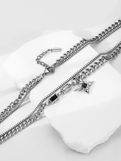 Titanium steel necklace [Dark Night Sky] – a trendy, stylish, and effortlessly cool necklace for men, perfect for couples, that won’t fade.