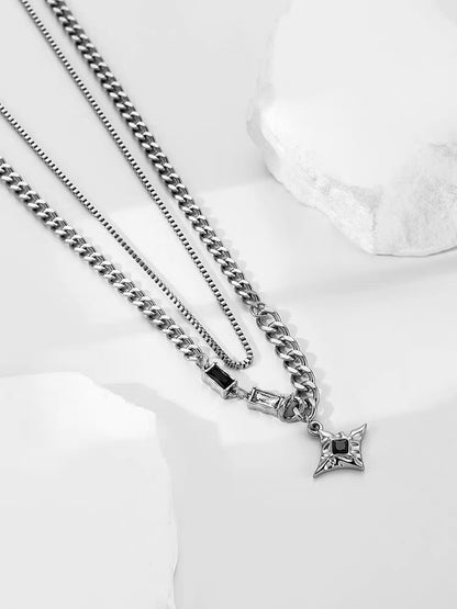 Titanium steel necklace [Dark Night Sky] – a trendy, stylish, and effortlessly cool necklace for men, perfect for couples, that won’t fade.