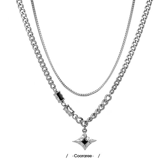 Titanium steel necklace [Dark Night Sky] – a trendy, stylish, and effortlessly cool necklace for men, perfect for couples, that won’t fade.