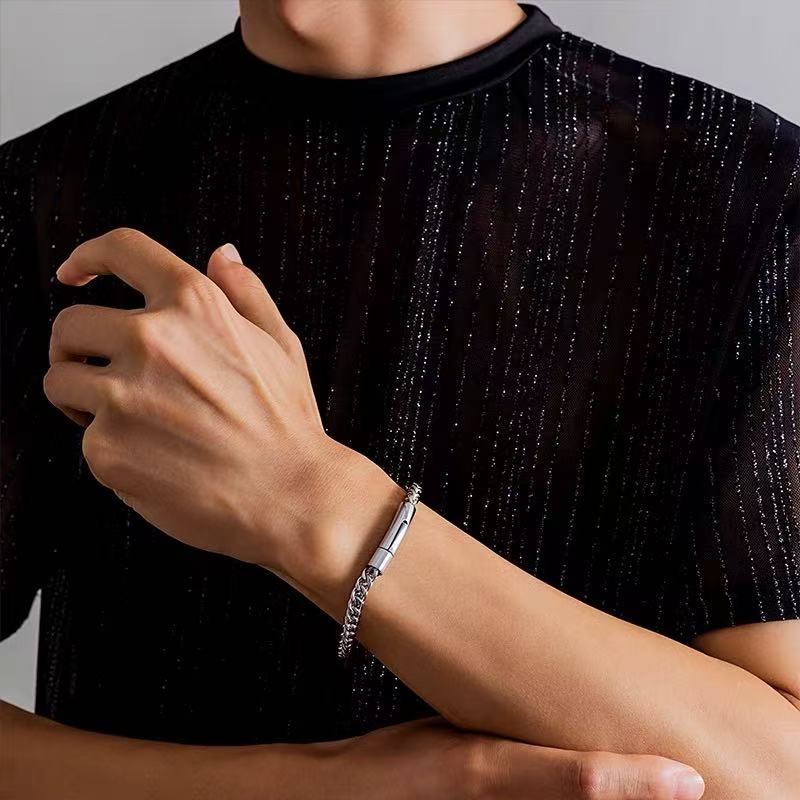 [Extreme Day]Titanium Steel Bracelet Simple, Versatile, Trendy Bracelet, Fashion Couple Accessory, Simple Design for Men