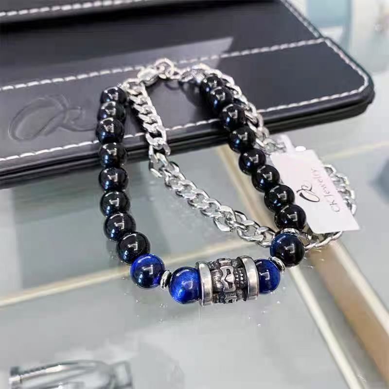 Titanium Steel Bracelet [Shā Wù] Stylish Punk-Style Double-Layer Bracelet, Unique and Individually Designed, Trendy, Hip-Hop Bracelet for Men