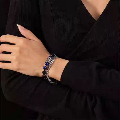 Titanium Steel Bracelet [Shā Wù] Stylish Punk-Style Double-Layer Bracelet, Unique and Individually Designed, Trendy, Hip-Hop Bracelet for Men