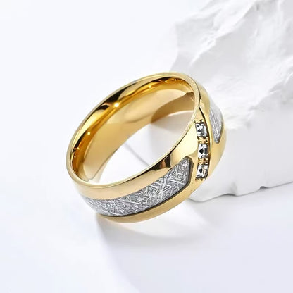 Titanium-steel synthetic zircon ring, square-cut diamond and mist-snow pattern ring for men, light luxury ring, trendy and fashionable accessory