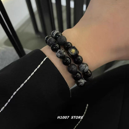 Titanium steel bracelet, trendy and unique design for men, versatile, high-end, simple accessory from Europe and America.