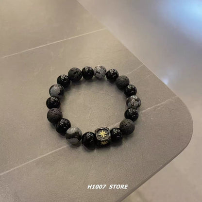 Titanium steel bracelet, trendy and unique design for men, versatile, high-end, simple accessory from Europe and America.