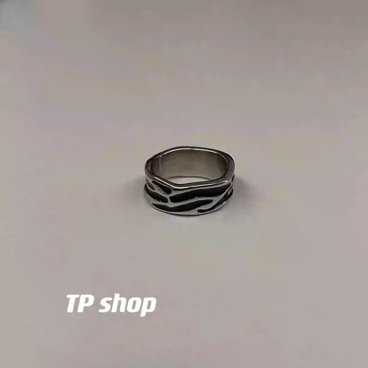 Titanium steel ring TP, trendy design from South Korea, sophisticated look, minimalist and cool, hip-hop ring for men