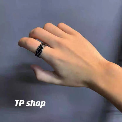Titanium steel ring TP, trendy design from South Korea, sophisticated look, minimalist and cool, hip-hop ring for men