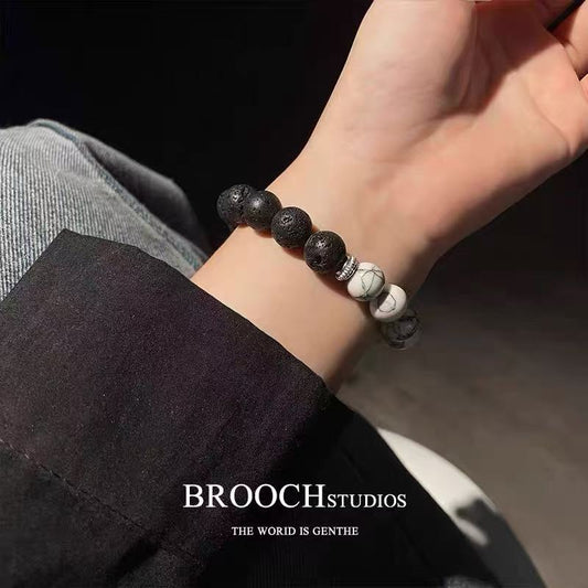Original Design High-end Sense Versatile Small-scale Volcanic Stone Bracelet, Simple Gift Option, Tai Chi Yin-Yang Hand Bracelet