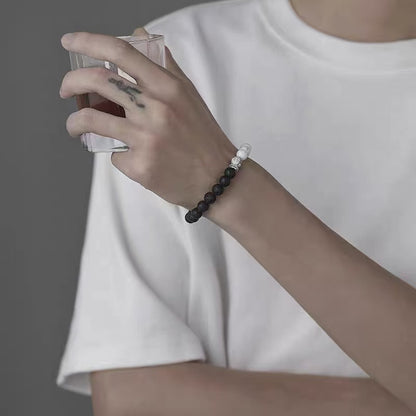 Original Design High-end Sense Versatile Small-scale Volcanic Stone Bracelet, Simple Gift Option, Tai Chi Yin-Yang Hand Bracelet