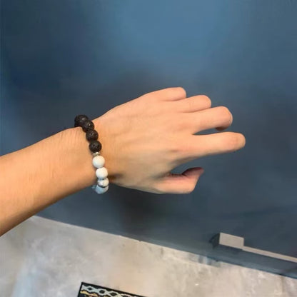 Original Design High-end Sense Versatile Small-scale Volcanic Stone Bracelet, Simple Gift Option, Tai Chi Yin-Yang Hand Bracelet