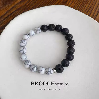 Original Design High-end Sense Versatile Small-scale Volcanic Stone Bracelet, Simple Gift Option, Tai Chi Yin-Yang Hand Bracelet