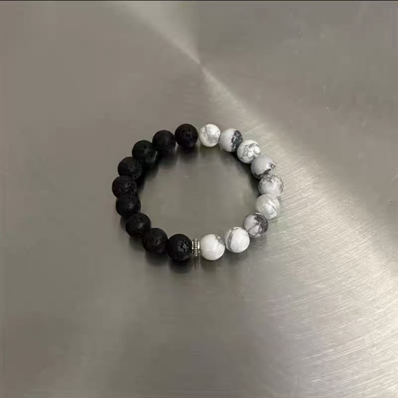 Original Design High-end Sense Versatile Small-scale Volcanic Stone Bracelet, Simple Gift Option, Tai Chi Yin-Yang Hand Bracelet