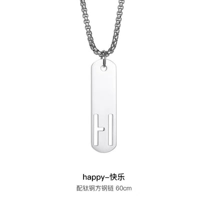 Titanium steel necklace, letter hollow necklace, versatile, simple, personalized pendant, men's necklace, fashionable, niche, light luxury