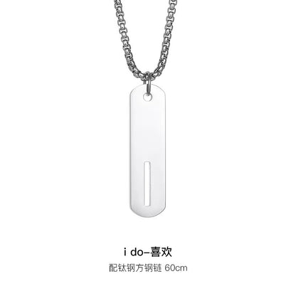 Titanium steel necklace, letter hollow necklace, versatile, simple, personalized pendant, men's necklace, fashionable, niche, light luxury