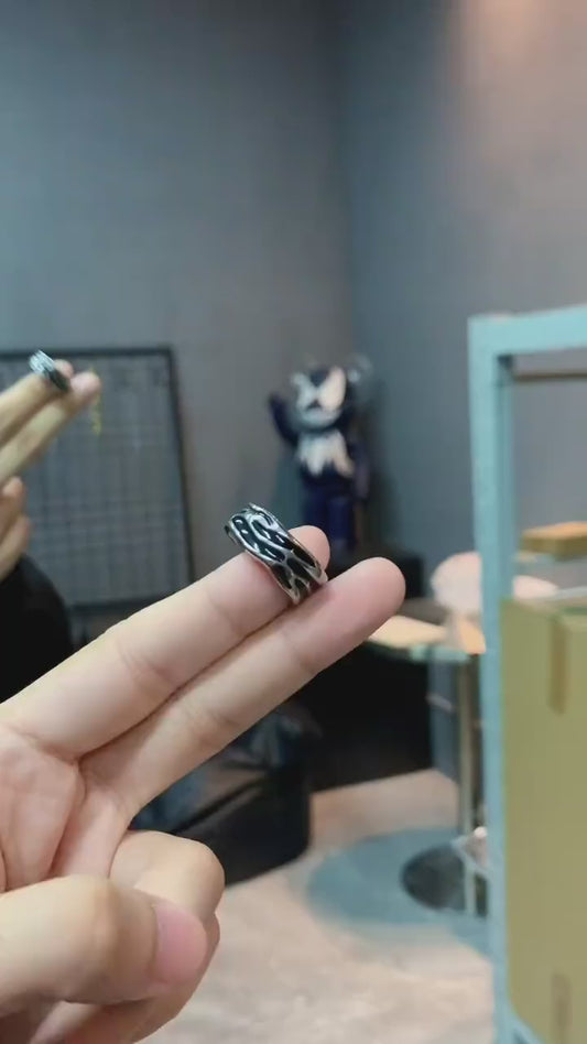 Titanium steel ring TP, trendy design from South Korea, sophisticated look, minimalist and cool, hip-hop ring for men